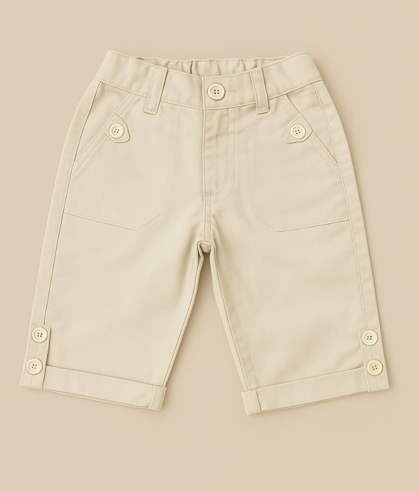 Classic Beige Button Shorts for Boys